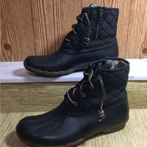 Sperry Women's Booties SaltwaterDuck Waterproof Boots black size 8